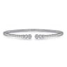 14K White Gold Bujukan Bead Split Cuff Bracelet with Bezel Set Diamonds - 0.22 ct