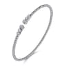 14K White Gold Bujukan Bead Split Cuff Bracelet with Bezel Set Diamonds - 0.22 ct