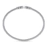 14K White Gold Bujukan Bead Split Cuff Bracelet with Bezel Set Diamonds - 0.22 ct