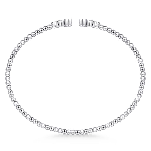 14K White Gold Bujukan Bead Split Cuff Bracelet with Bezel Set Diamonds - 0.24 ct - Shot 3