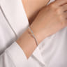 14K White Gold Bujukan Bead Split Cuff Bracelet with Bezel Set Diamonds - 0.24 ct