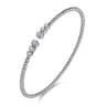 14K White Gold Bujukan Bead Split Cuff Bracelet with Bezel Set Diamonds - 0.22 ct