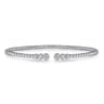 14K White Gold Bujukan Bead Split Cuff Bracelet with Bezel Set Diamonds - 0.24 ct