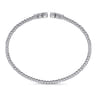 14K White Gold Bujukan Bead Split Cuff Bracelet with Bezel Set Diamonds - 0.24 ct