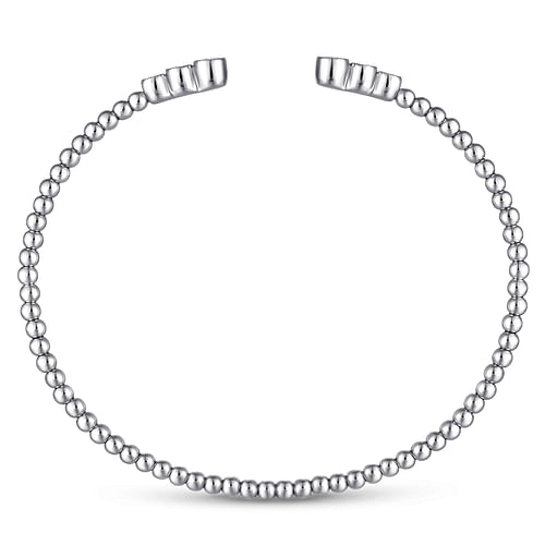 14K White Gold Bujukan Bead Split Cuff Bracelet with Bezel Set Diamonds - 0.24 ct - Shot 3
