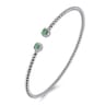 14K White Gold Bujukan Bead Split Cuff Bracelet with Emerald and Diamond Bangle - 0.12 ct