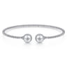 14K White Gold Bujukan Bead Split Cuff Bracelet with Grey Pearls