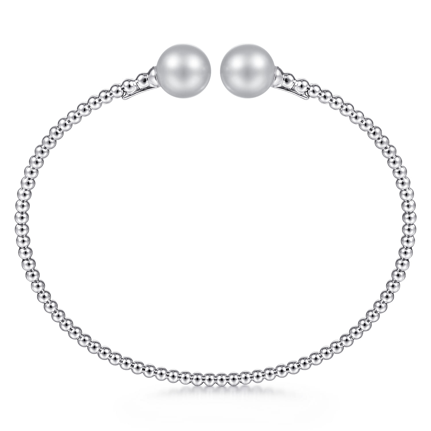 14K White Gold Bujukan Bead Split Cuff Bracelet with Grey Pearls - Shot 3