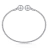 14K White Gold Bujukan Bead Split Cuff Bracelet with Grey Pearls