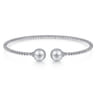 14K White Gold Bujukan Bead Split Cuff Bracelet with Grey Pearls