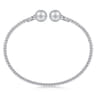 14K White Gold Bujukan Bead Split Cuff Bracelet with Grey Pearls