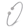 14K White Gold Bujukan Bead Split Cuff Bracelet with Round Pave Diamond Discs - 0.3 ct