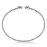 14K White Gold Bujukan Bead Split Cuff Bracelet with Round Pave Diamond Discs - 0.3 ct