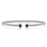14K White Gold Bujukan Bead Split Cuff Bracelet with Sapphire and Diamond - 0.12 ct