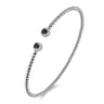14K White Gold Bujukan Bead Split Cuff Bracelet with Sapphire and Diamond - 0.12 ct