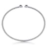 14K White Gold Bujukan Bead Split Cuff Bracelet with Sapphire and Diamond - 0.12 ct