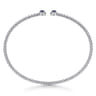 14K White Gold Bujukan Bead Split Cuff Bracelet with Sapphire and Diamond - 0.12 ct