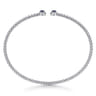 14K White Gold Bujukan Bead Split Cuff Bracelet with Sapphire and Diamond - 0.12 ct