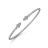 14K White Gold Bujukan Bead Split Cuff with Diamonds - 0.12 ct