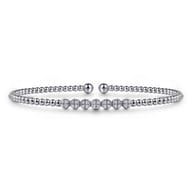 14K White Gold Bujukan Bead and Cluster Diamond Bangle