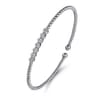 14K White Gold Bujukan Bead and Cluster Diamond Bangle - 0.13 ct