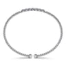 14K White Gold Bujukan Bead and Cluster Diamond Bangle - 0.13 ct