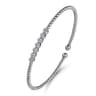 14K White Gold Bujukan Bead and Cluster Diamond Bangle - 0.14 ct