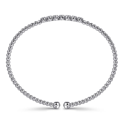 14K White Gold Bujukan Bead and Cluster Diamond Bangle