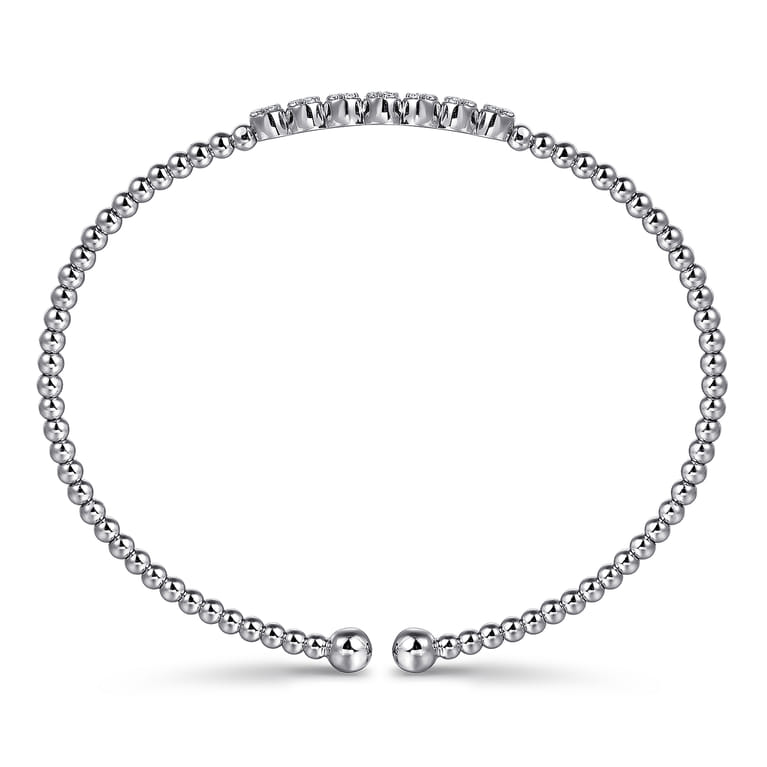 14K White Gold Bujukan Bead and Cluster Diamond Bangle - 0.14 ct - Shot 3