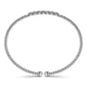14K White Gold Bujukan Bead and Cluster Diamond Bangle - 0.14 ct