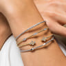 14K White Gold Bujukan Bead and Cluster Diamond Bangle - 0.14 ct