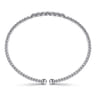14K White Gold Bujukan Bead and Cluster Diamond Bangle - 0.13 ct