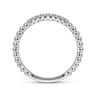 14K White Gold Bujukan Bead and Diamond Stackable Ring - 0.06 ct