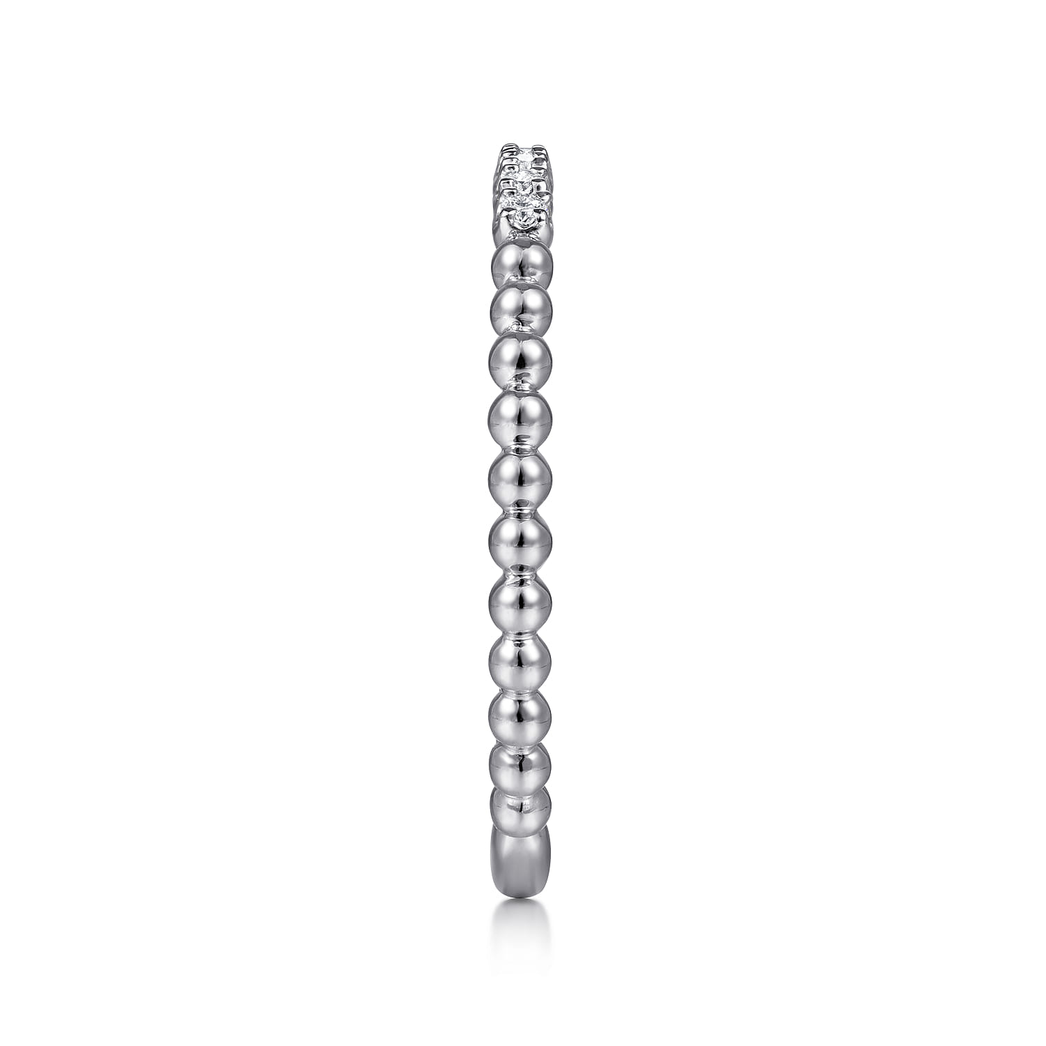 14K White Gold Bujukan Bead and Diamond Stackable Ring - 0.06 ct - Shot 4