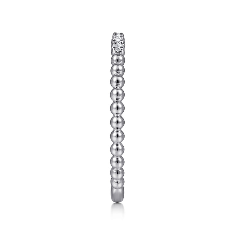 14K White Gold Bujukan Bead and Diamond Stackable Ring - 0.06 ct - Shot 4