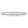 14K White Gold Bujukan Bead and Hexagon Cluster Diamond Bangle - 0.12 ct