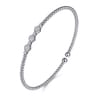 14K White Gold Bujukan Bead and Hexagon Cluster Diamond Bangle - 0.12 ct