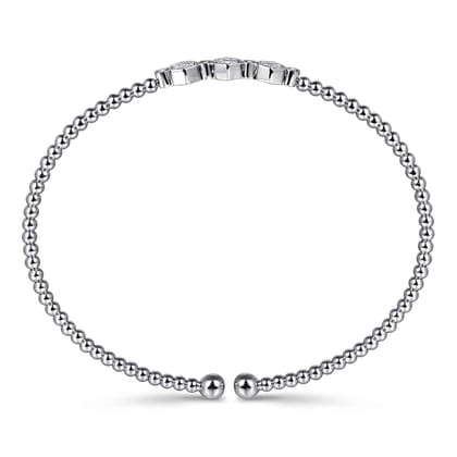 14K White Gold Bujukan Bead and Hexagon Cluster Diamond Bangle
