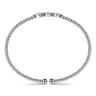 14K White Gold Bujukan Bead and Hexagon Cluster Diamond Bangle - 0.12 ct