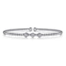 14K White Gold Bujukan Bead and Hexagon Cluster Diamond Bangle - 0.14 ct