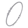 14K White Gold Bujukan Bead and Hexagon Cluster Diamond Bangle - 0.14 ct