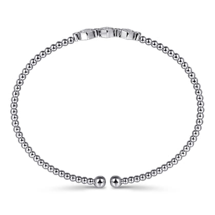 14K White Gold Bujukan Bead and Hexagon Cluster Diamond Bangle