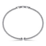 14K White Gold Bujukan Bead and Hexagon Cluster Diamond Bangle - 0.14 ct