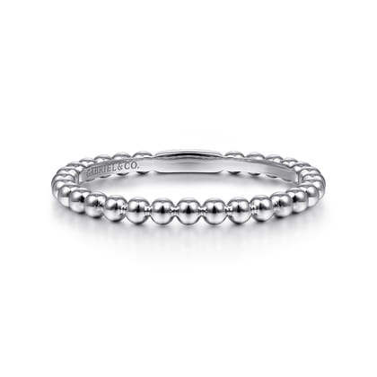 14K White Gold Bujukan Beaded Stackable Ring