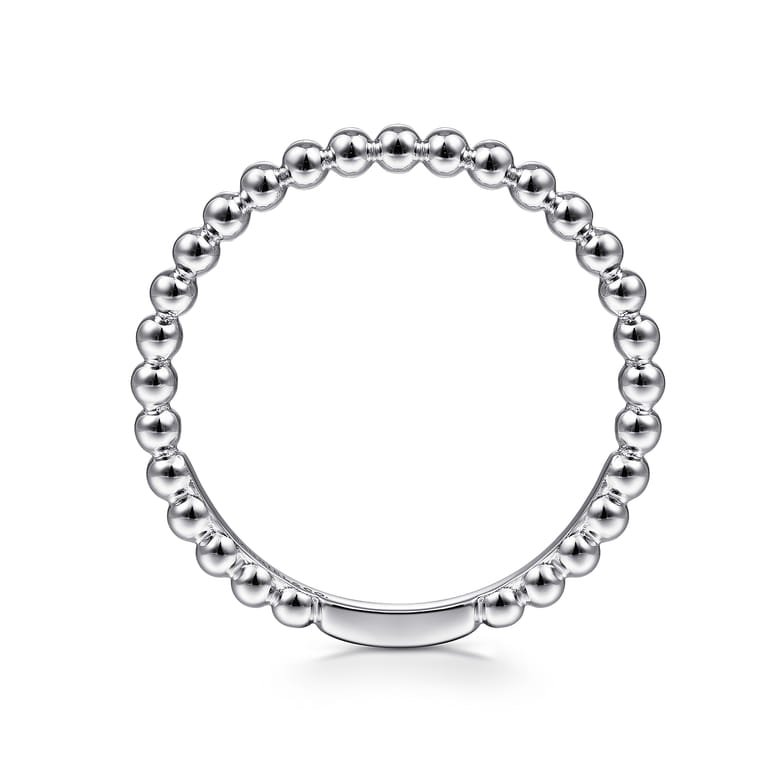 14K White Gold Bujukan Beaded Stackable Ring - Shot 2