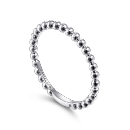 14K White Gold Bujukan Beaded Stackable Ring