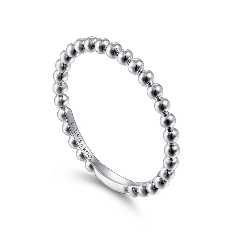14K White Gold Bujukan Beaded Stackable Ring - Shot 3