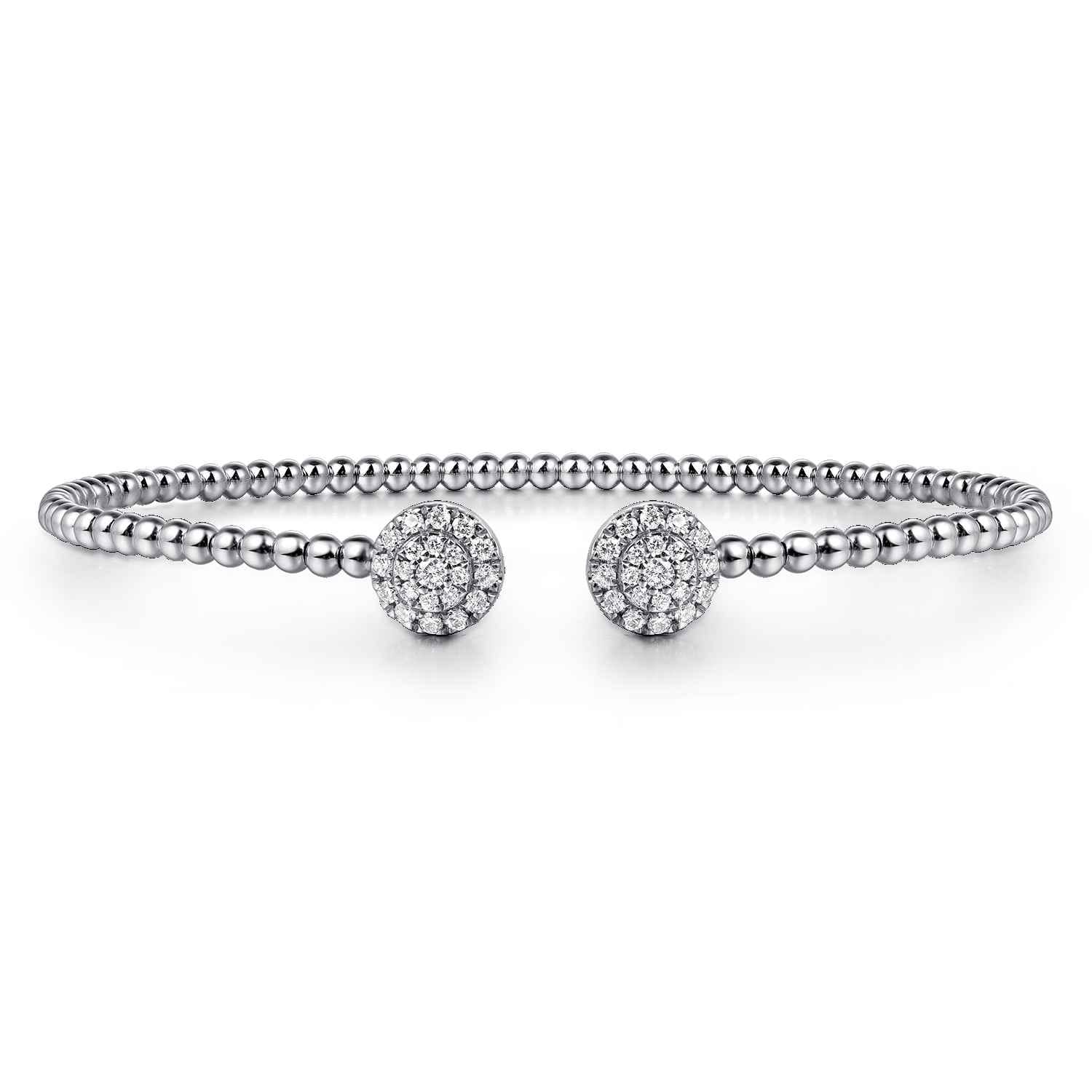 14K White Gold Bujukan Cluster Diamond Split Bangle - 0.28 ct - Shot 1