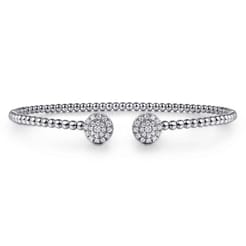 14K White Gold Bujukan Cluster Diamond Split Bangle