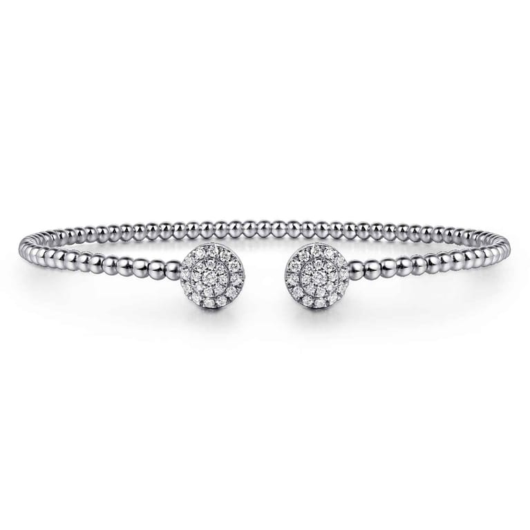 14K White Gold Bujukan Cluster Diamond Split Bangle - 0.28 ct - Shot 1